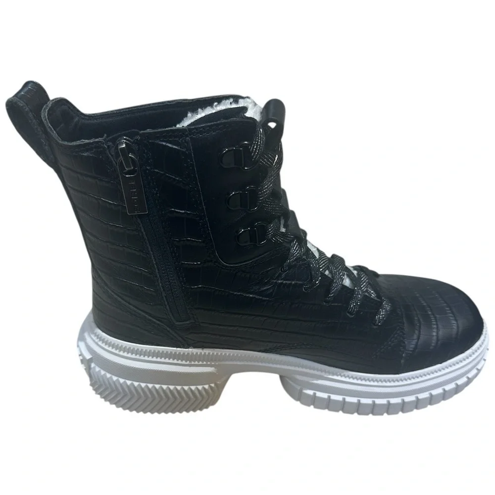 Sorel Black Leather High-Top Winter Sneakers with Sherpa Lining
